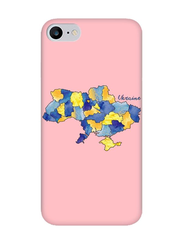 Матовий рожевий чохол на iPhone 7 / 8 :: Карта України (принт 261)