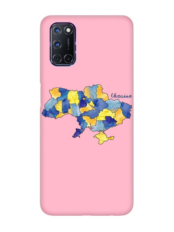 Матовий рожевий чохол на Oppo A52/A72/A92 :: Карта України (принт 261)