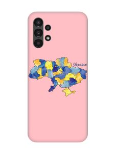 Матовий рожевий чохол на Samsung A13 4G :: Карта України (принт 261)
