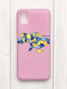Матовий рожевий чохол на Samsung Galaxy A04E/A042 :: Карта України (принт 261)