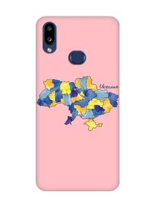 Матовий рожевий чохол на Samsung Galaxy A10s (A107) :: Карта України (принт 261)