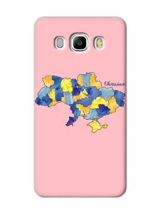 Матовий рожевий чохол на Samsung Galaxy J5(2016) J510 :: Карта України (принт 261)