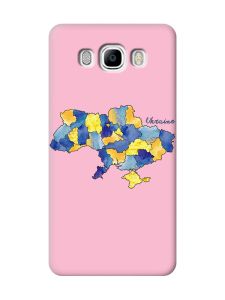 Матовий рожевий чохол на Samsung Galaxy J7(2016) J710 :: Карта України (принт 261)