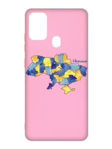Матовий рожевий чохол на Samsung Galaxy M30s/M21 :: Карта України (принт 261)