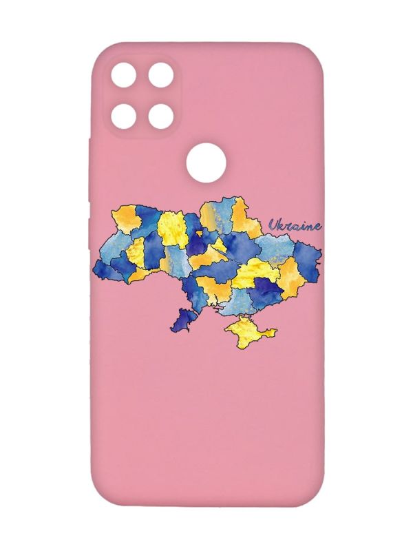 Матовий рожевий чохол на Xiaomi Redmi 10C :: Карта України (принт 261)