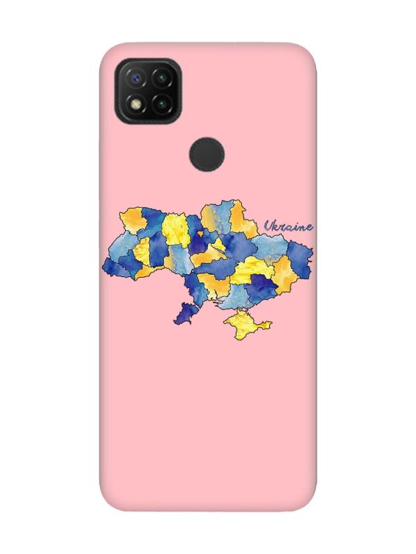 Матовий рожевий чохол на Xiaomi Redmi 9C/10A :: Карта України (принт 261)