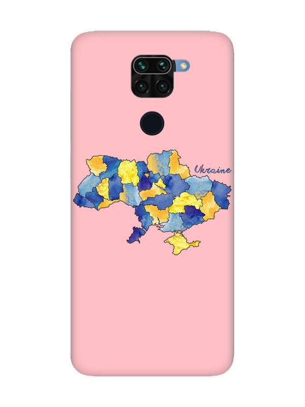 Матовий рожевий чохол на Xiaomi Redmi Note 9 :: Карта України (принт 261)