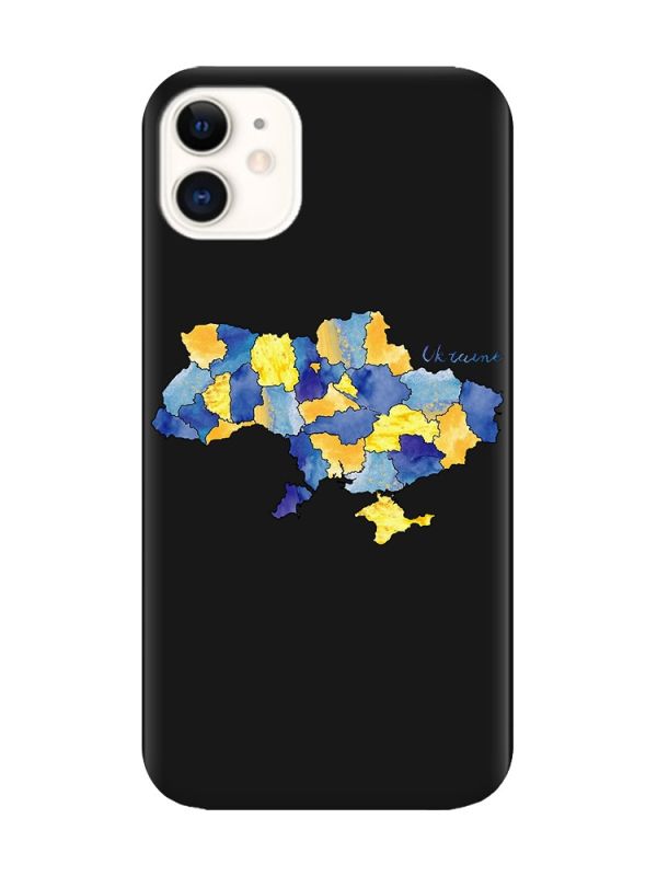 Матовий чорний чохол на Apple iPhone 11 (6.1) :: Карта України (принт 261)