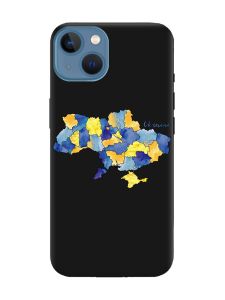 Матовий чорний чохол на Apple iPhone 13 :: Карта України (принт 261)