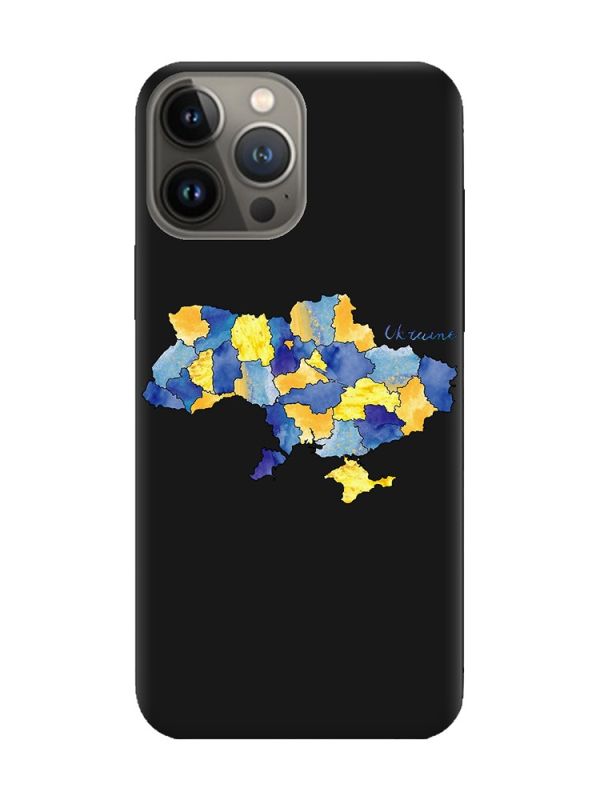 Матовий чорний чохол на Apple iPhone 13 Pro :: Карта України (принт 261)
