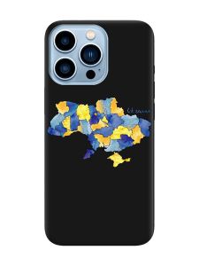 Матовий чорний чохол на Apple iPhone 13 Pro Max :: Карта України (принт 261)