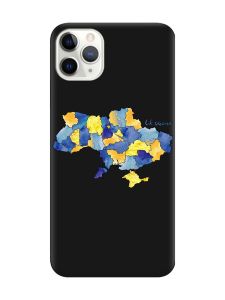 Матовий чорний чохол на iPhone 11 Pro Max (6.5) :: Карта України (принт 261)