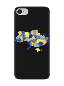 Матовий чорний чохол на iPhone 7 / 8 :: Карта України (принт 261)