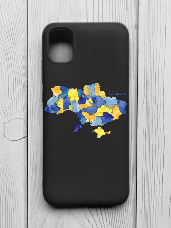 Матовий чорний чохол на Samsung Galaxy A04E/A042 :: Карта України (принт 261)