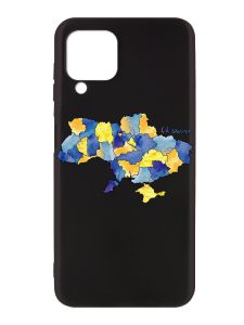 Матовий чорний чохол на Samsung Galaxy A12 :: Карта України (принт 261)