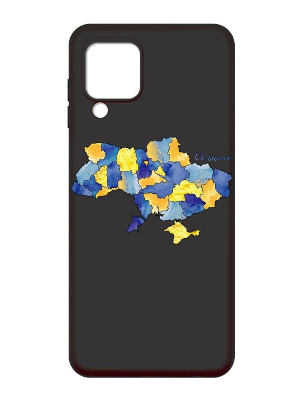Матовий чорний чохол на Samsung Galaxy A22 4G/M32/M22 :: Карта України (принт 261)