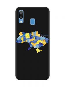 Матовий чорний чохол на Samsung Galaxy A30 (2019) / A20 (2019) :: Карта України (принт 261)