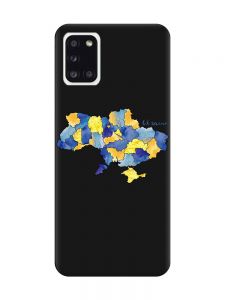 Матовий чорний чохол на Samsung Galaxy A31 :: Карта України (принт 261)