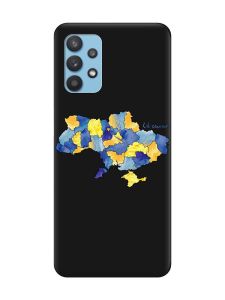Матовий чорний чохол на Samsung Galaxy A32 :: Карта України (принт 261)