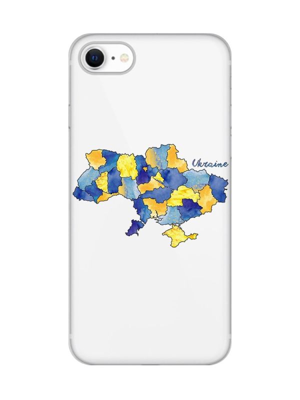 Прозорий чохол на iPhone SE 2020 :: Карта України (принт 261)