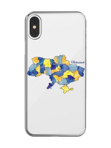 Прозорий чохол на iPhone X / XS :: Карта України (принт 261)