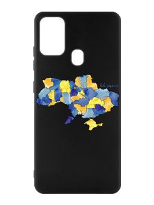 Матовий чорний чохол на Samsung Galaxy M30s/M21 :: Карта України (принт 261)