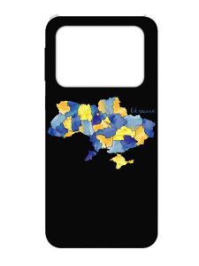 Матовий чорний чохол на Xiaomi Poco X4 Pro 5G :: Карта України (принт 261)