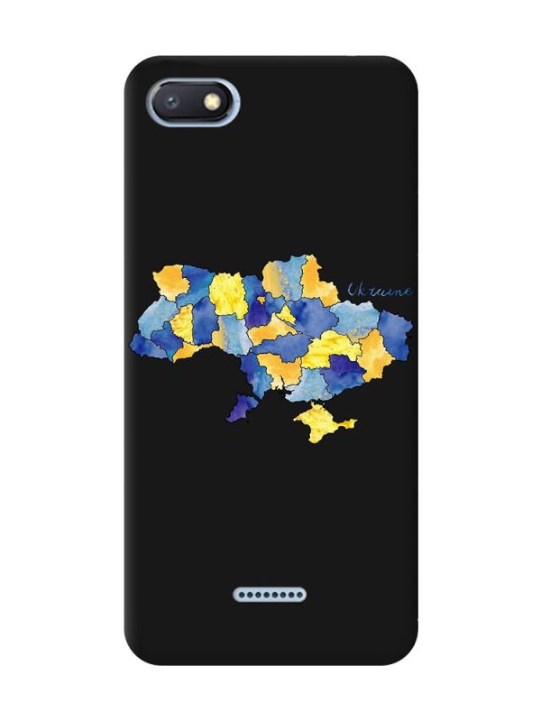Матовий чорний чохол на Xiaomi Redmi 6A :: Карта України (принт 261)