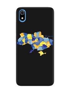 Матовий чорний чохол на Xiaomi Redmi 7A :: Карта України (принт 261)
