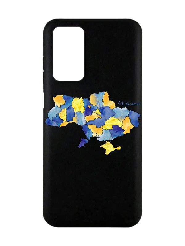 Матовий чорний чохол на Xiaomi Redmi Note 11 4G :: Карта України (принт 261)