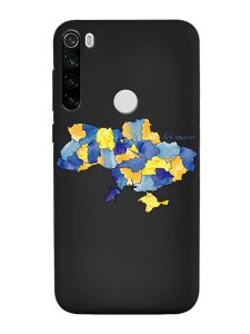 Матовий чорний чохол на Xiaomi Redmi Note 8T :: Карта України (принт 261)