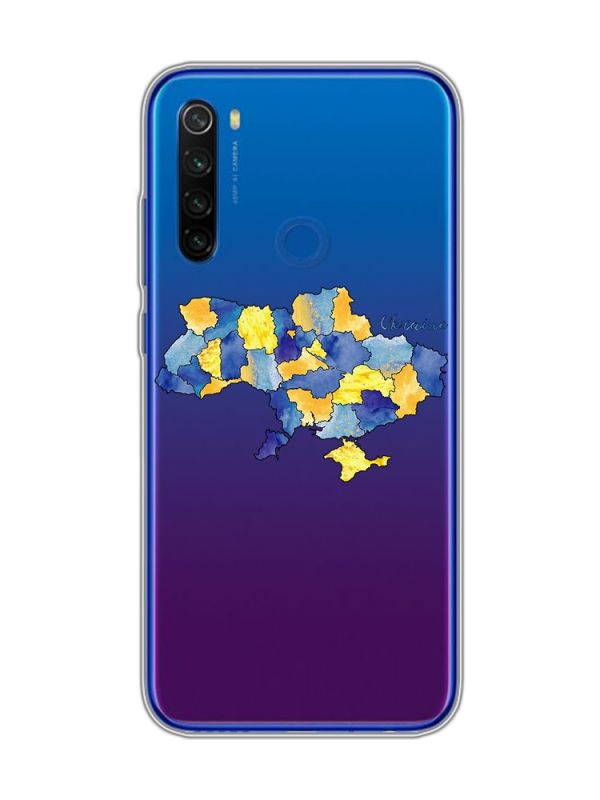 Прозорий чохол на Xiaomi Redmi Note 8T :: Карта України (принт 261)