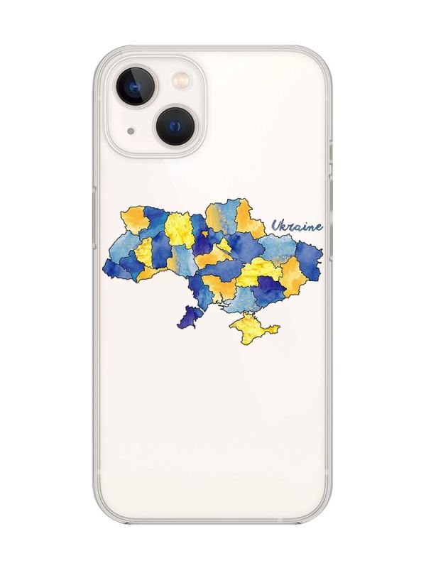 Прозорий чохол із захистом камери на iPhone 14 Plus :: Карта України (принт 261)