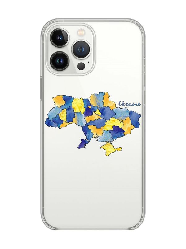 Прозорий чохол із захистом камери на iPhone 14 Pro Max :: Карта України (принт 261)