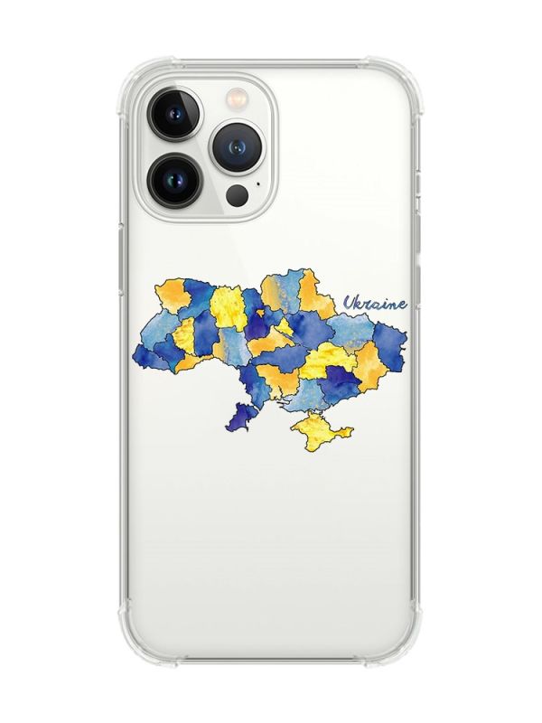 Чохол із потовщеними кутами на iPhone 14 Pro :: Карта України (принт 261)