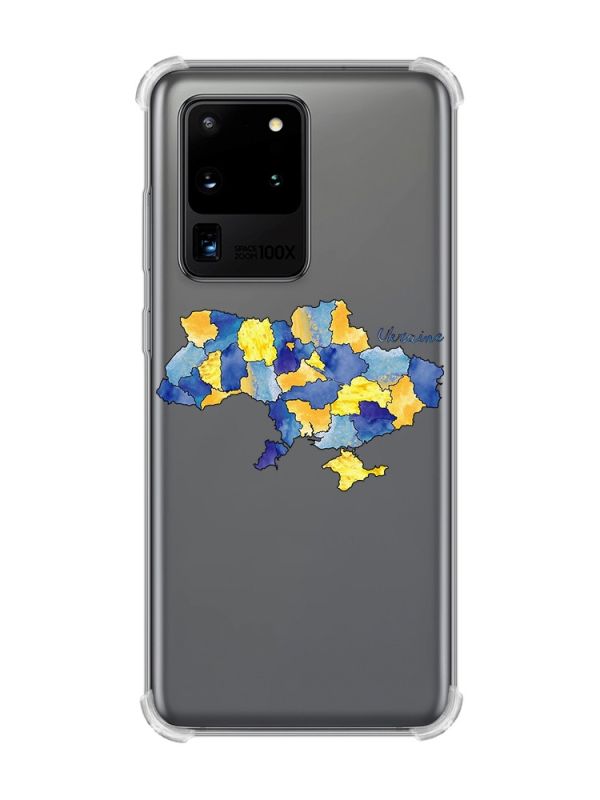 Чохол з потовщеними кутами на Samsung Galaxy S20 Ultra :: Карта України (принт 261)