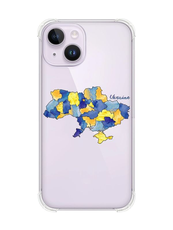 Чохол із потовщеними кутами на iPhone 14 :: Карта України (принт 261)