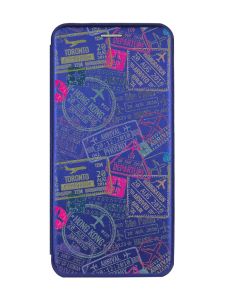 Чохол-книжка з малюнком для Samsung Galaxy A54 5G (A546) Синій :: Подорожі. Штампи (принт 316)