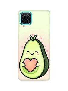 Матовий чохол з бірюзовими боками на Samsung Galaxy A12 :: Кавай авокадо з сердечком (принт 310)