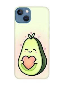 Матовий чохол з бірюзовими боками на Apple iPhone 13 :: Кавай авокадо з сердечком (принт 310)