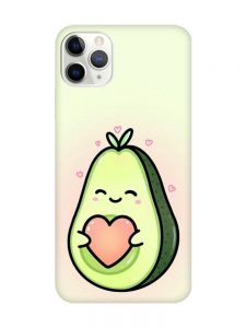 Матовий чохол з бірюзовими боками на iPhone 11 Pro Max (6.5) :: Кавай авокадо з сердечком (принт 310)