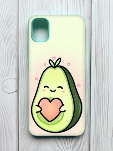 Матовий чохол з бірюзовими боками на Samsung Galaxy A04E / A042 :: Кавай авокадо з сердечком (принт 310)