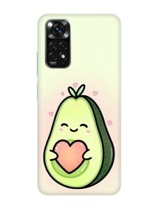 Матовий чохол з бірюзовими боками на Xiaomi Redmi Note 11 :: Кавай авокадо з сердечком (принт 310)