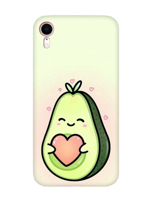 Матовий чохол з червоними боками на Apple iPhone XR :: Кавай авокадо з сердечком (принт 310)