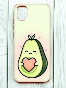 Матовий чохол з червоними боками на Samsung Galaxy A04E/A042 :: Кавай авокадо з сердечком (принт 310)