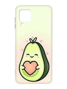 Матовий чохол з червоними боками на Samsung Galaxy A22 4G/M32/M22 :: Авокадо з сердечком (принт 310)
