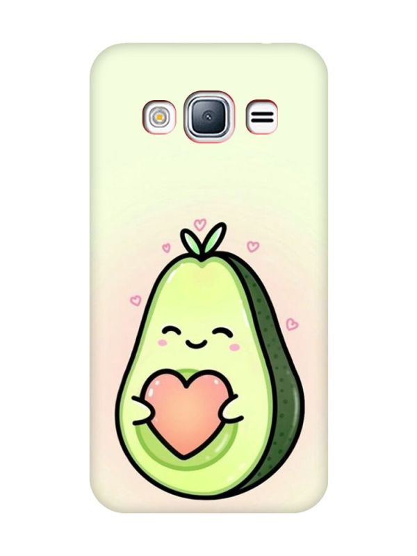 Матовий чохол з червоними боками на Samsung Galaxy J3 / J310 :: Кавай авокадо з сердечком (принт 310)