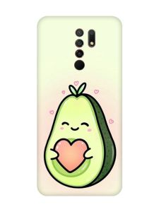 Матовий чохол з червоними боками на Xiaomi Redmi 9 :: Кавай авокадо з сердечком (принт 310)