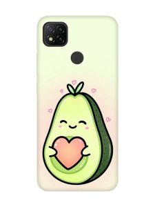 Матовий чохол з червоними боками на Xiaomi Redmi 9C/10A :: Кавай авокадо з сердечком (принт 310)