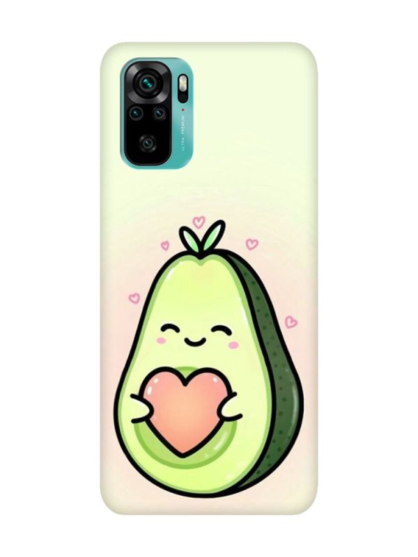Матовий чохол з червоними боками на Xiaomi Redmi Note 10 / Note 10s :: Кавай авокадо з сердечком (принт 310)